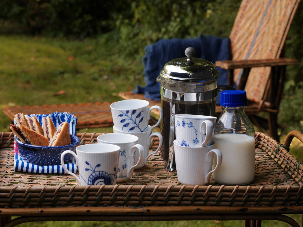 Hvid Riflet højhankskop - 25 cl.